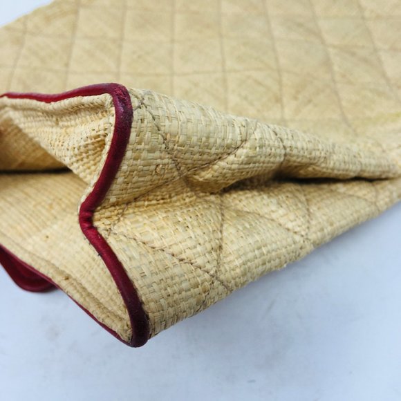 CHANEL summer Straw Raffia 80s Vintage bag leather - Picture 11 of 16